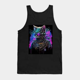 Cyberpunk cat robot Tank Top